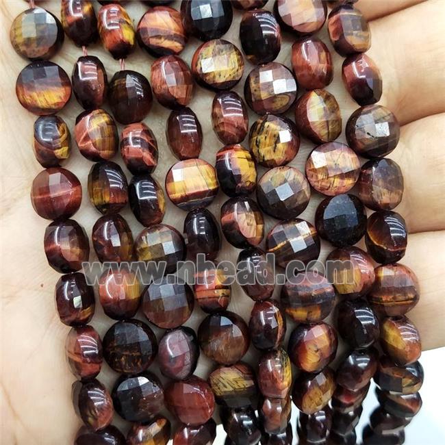 Red Tiger Eye Beads Faceted Circle
