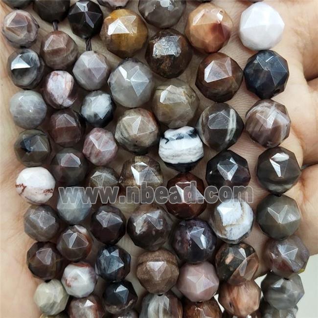 Natural Wood Petrified Jasper Beads Cut Round