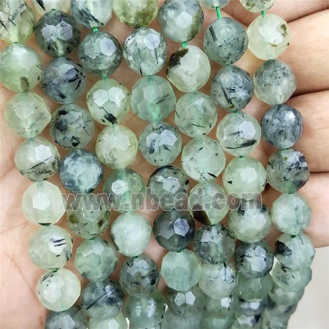 Natural Prehnite Beads Green Faceted Round
