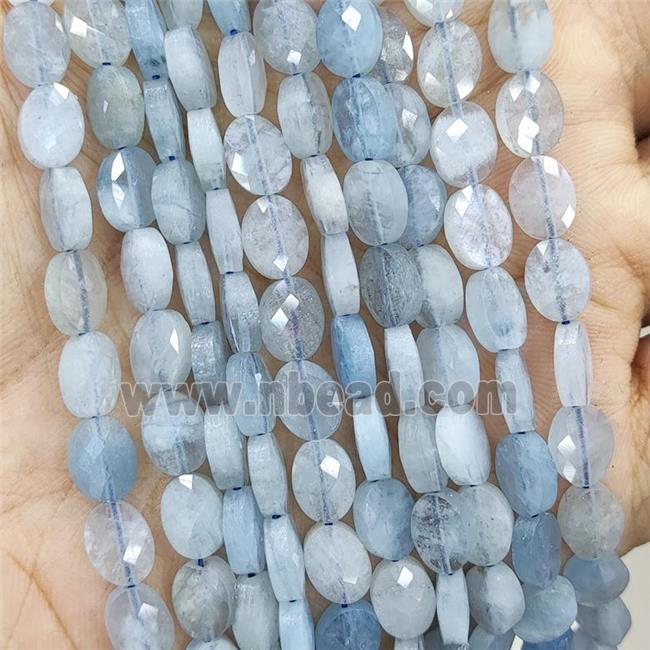 Natural Aquamarine Beads Blue Faceted Oval