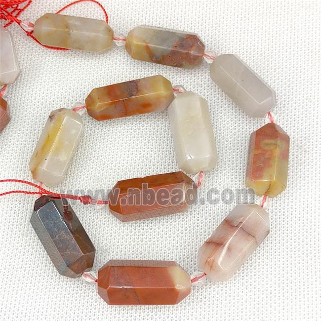 Nueva Agate Prism Beads Red