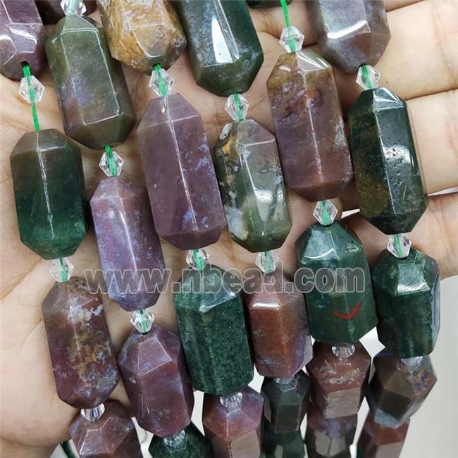 Natural Indian Agate Prism Beads