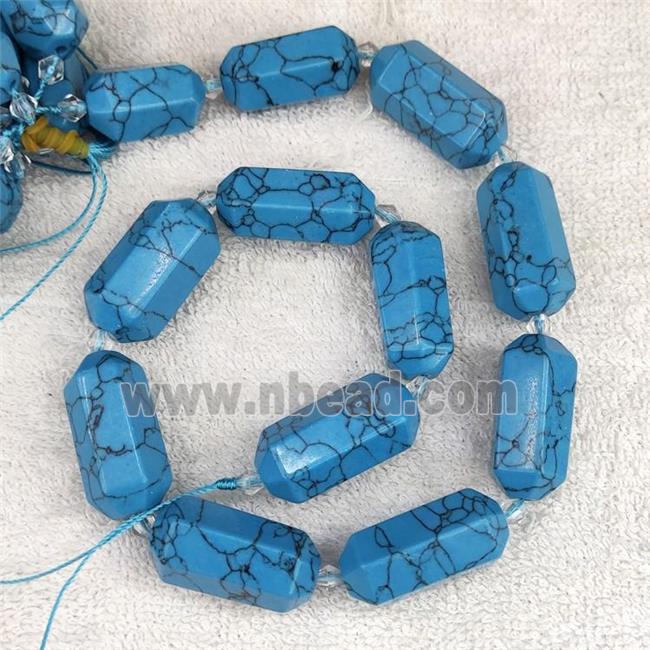 Blue Synthetic Turquoise Prism Bullet Beads
