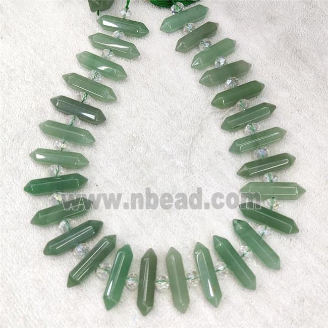 Green Aventurine Bullet Beads