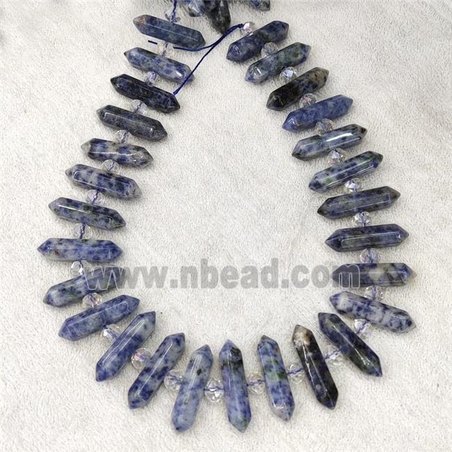 Blue Dalmatian Jasper Bullet Beads