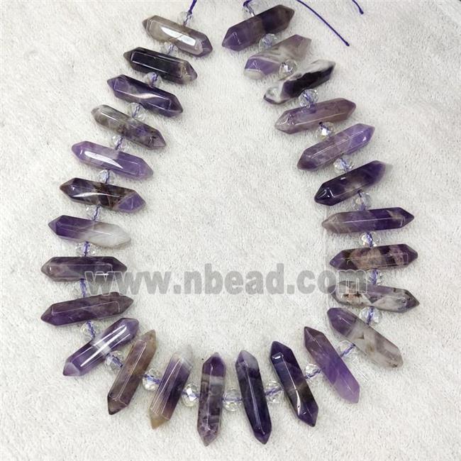 Dogtooth Amethyst Bullet Beads Purple