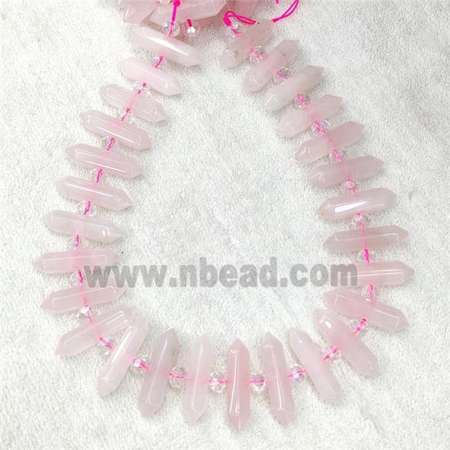 Pink Rose Quartz Bullet Beads
