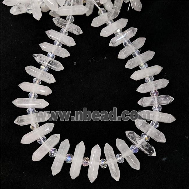 White Crystal Quartz Bullet Beads