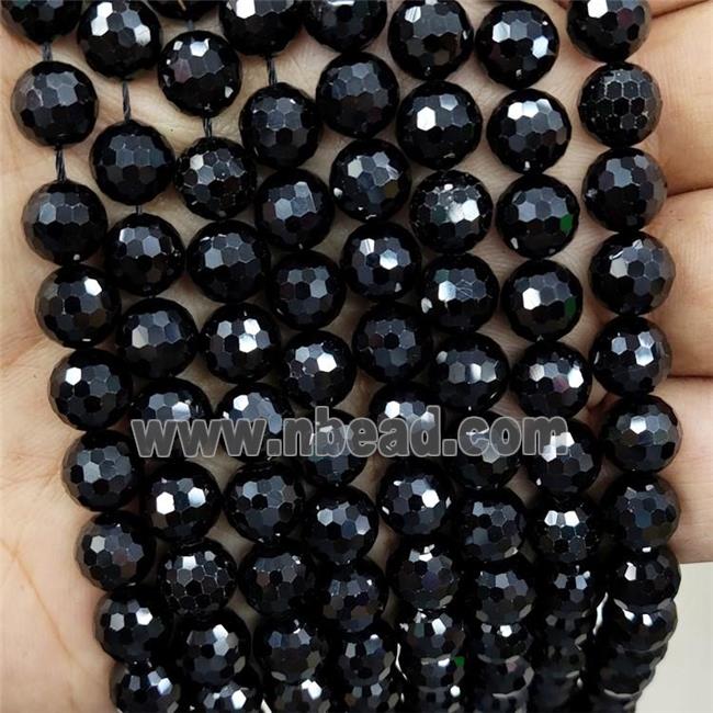Black Spinel Beads Faceted Round
