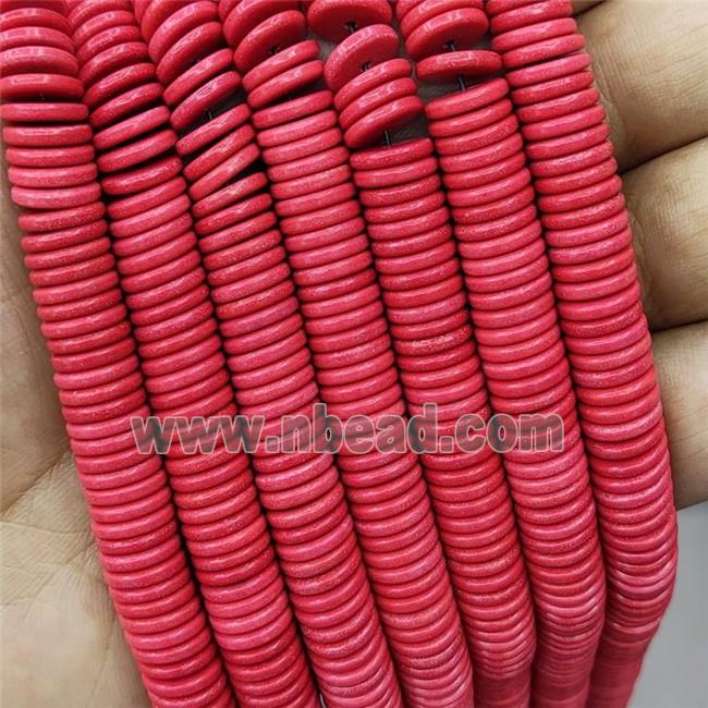 Oxidative Agate Heishi Spacer Beads Red