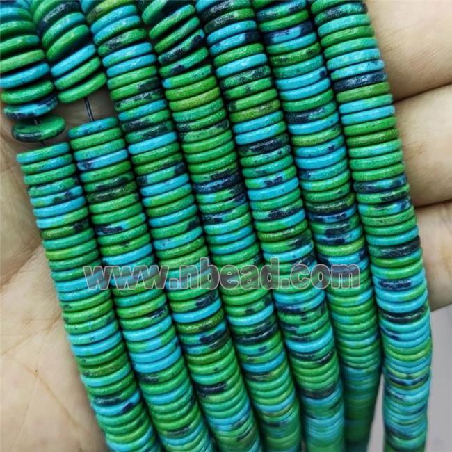 Oxidative Agate Heishi Spacer Beads Green