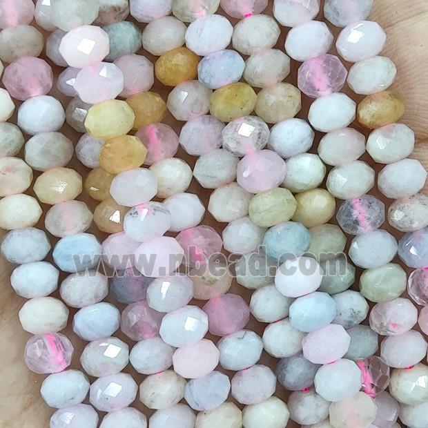 Natural Morganite Beads Faceted Rondelle Multicolor