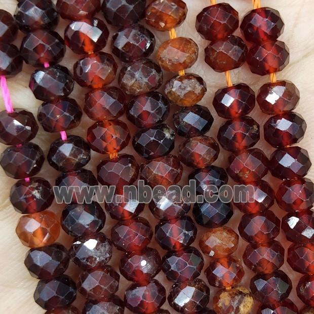 Natural Orange Garnet Beads Faceted Rondelle