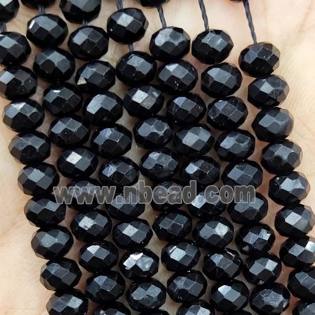 Natural Black Tourmaline Beads Faceted Rondelle