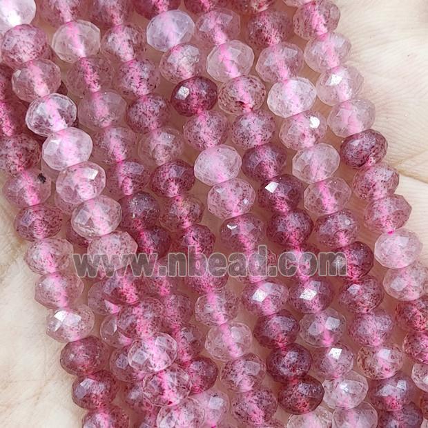 Natural Pink Strawberry Quartz Beads Faceted Rondelle