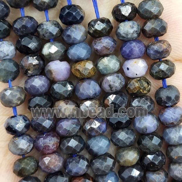 Natural Sapphire Beads Darkblue Faceted Rondelle