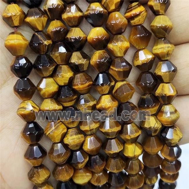 Natural Tiger Eye Stone Beads Yellow Bicone