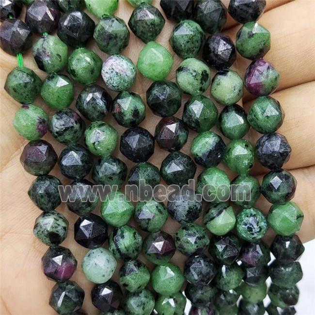 Natural Ruby Zoisite Beads Green Cut Round