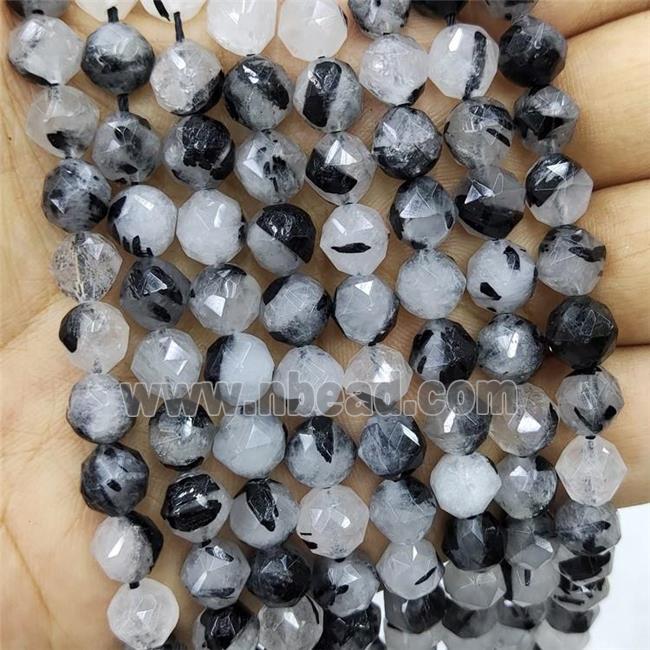 Natural Black Rutilated Quartz Beads Round Cut
