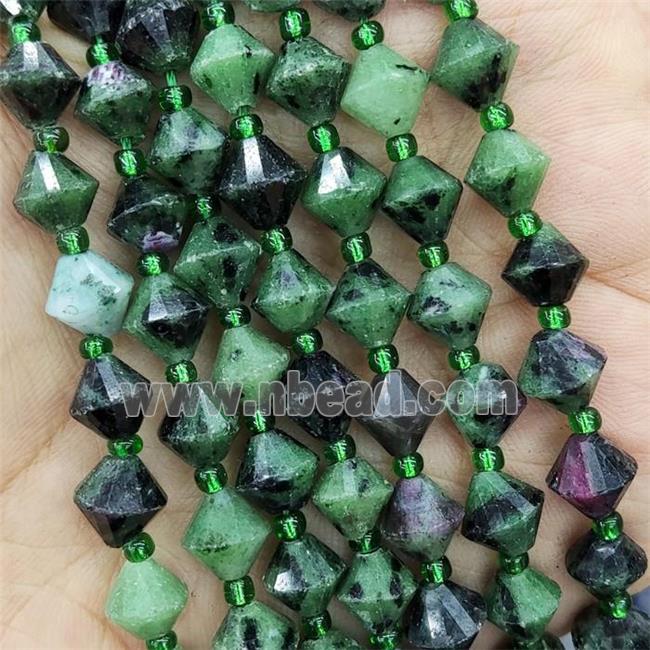Ruby Zoisite Beads Bicone Green