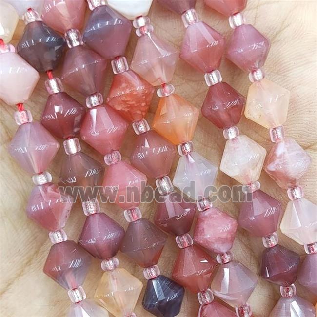 Natural Red Carnelian Agate Beads Bicone