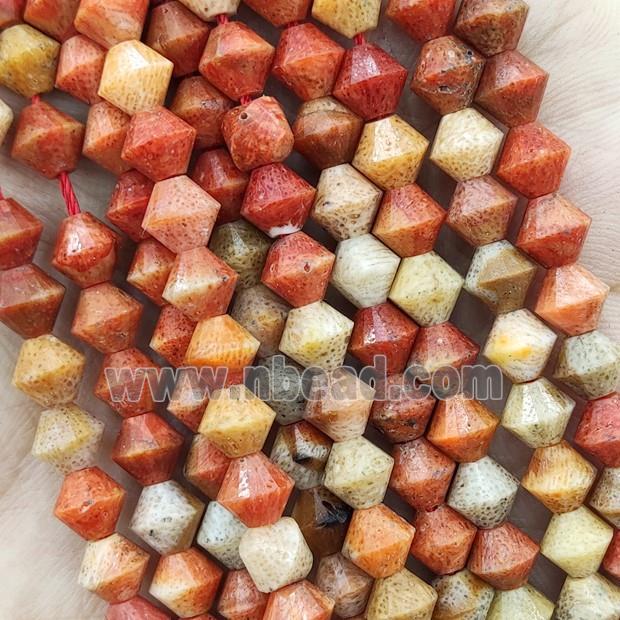 Natural Orange Coral Beads Bicone