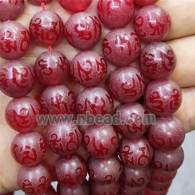 Red Carnelian Agate Buddhist Beads Om Mani Padme Hum