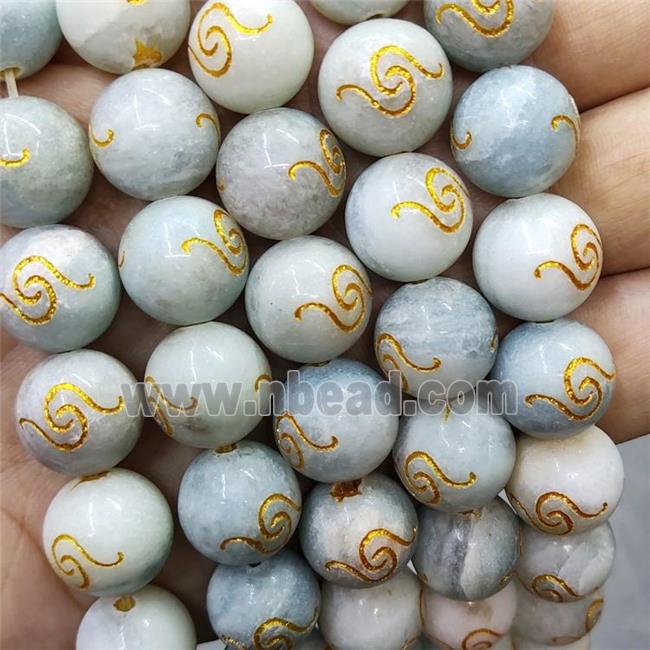 Blue Amazonite Buddhist Beads Round Carved