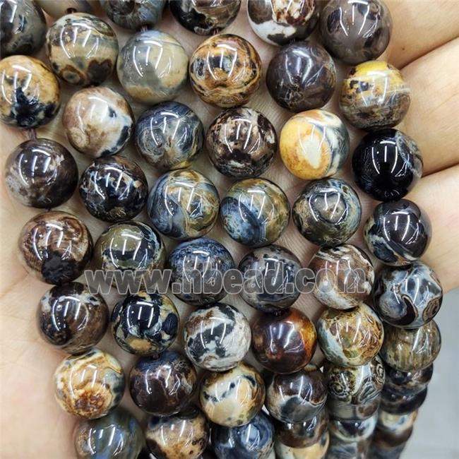 Natural Agate Beads Fired Smooth Round