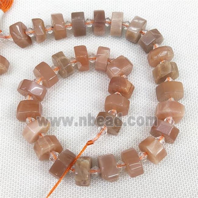 Natural Peach Sunstone Heishi Beads Cut