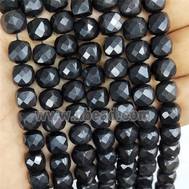 Natural Shungite Beads Black Faceted Cube