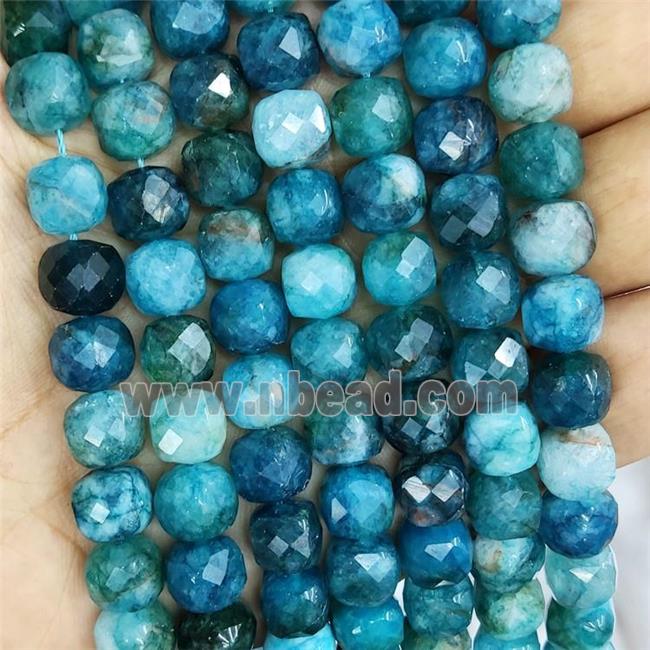 Natural Apatite Beads Blue Treated Faceted Cube