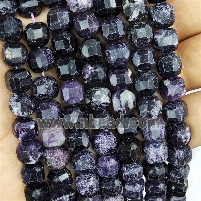 Natural Charoite Beads Purple Faceted Cube