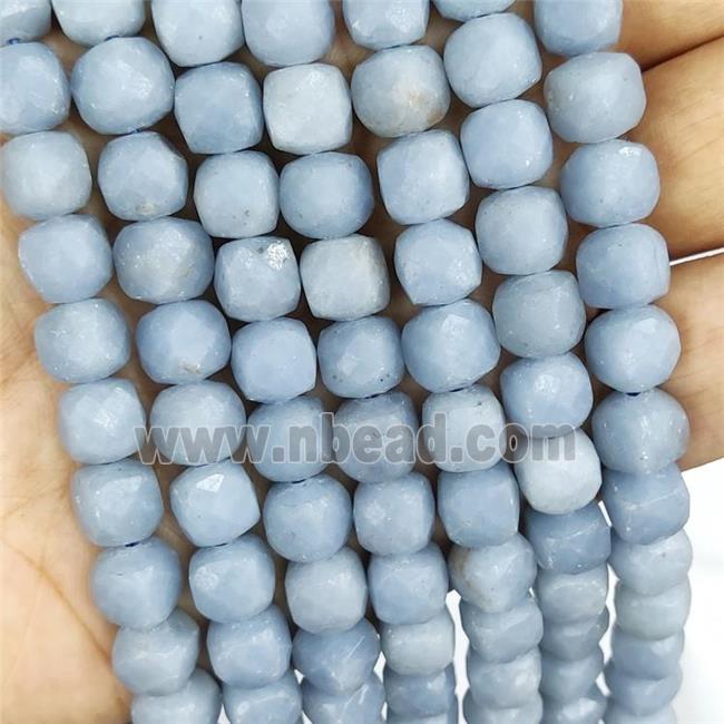 Natural Blue Angelite Beads Faceted Cube