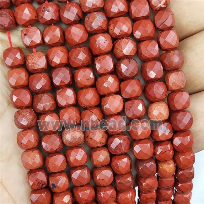 Natural Red Jasper Beads Faceted Cube
