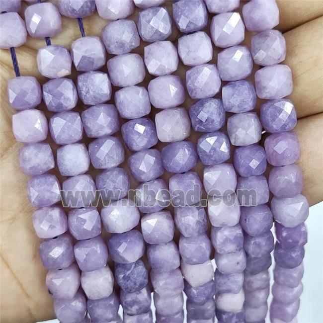 Natural Lepidolite Beads Purple Faceted Cube