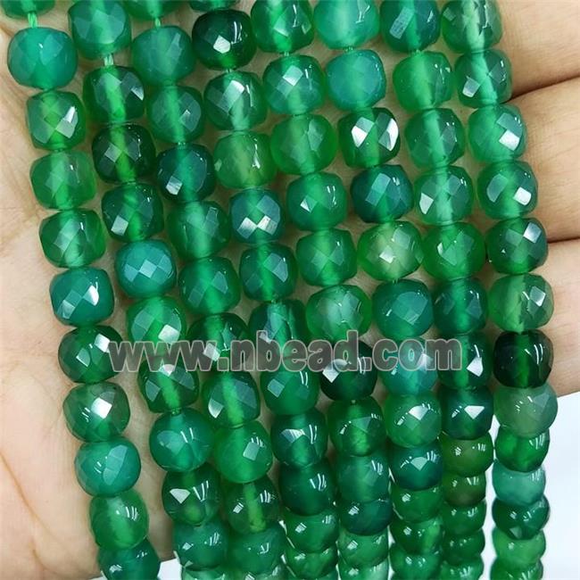 Natural Agate Beads Green Treated Faceted Cube