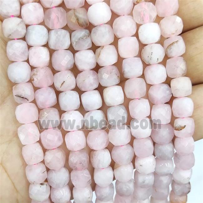 Natural Pink Morganite Beads Faceted Cube