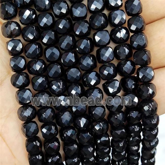 Natural Black Onyx Agate Beads Faceted Cube
