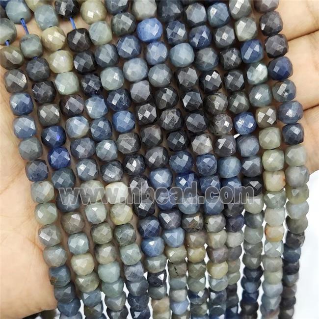 Natural Sapphire Beads Blue Faceted Cube