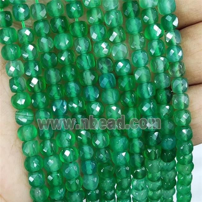 Natural Green Agate Beads Dye Faceted Cube