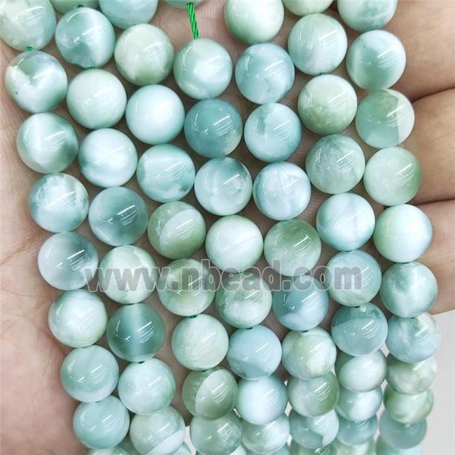 Natural Brazilian Peacock Angelite Beads Smooth Round Green