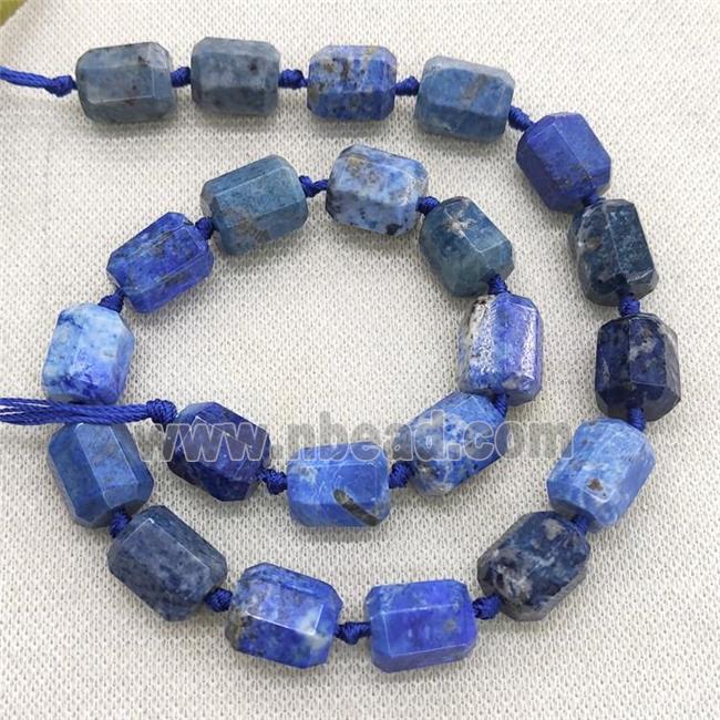Natural Lapis Lazuli Tube Beads Faceted Lazurite
