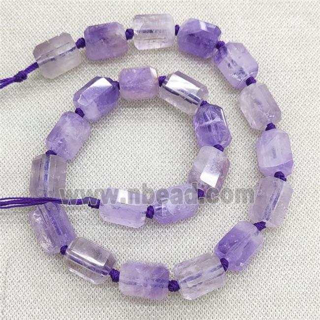 Natural Amethyst Column Beads Lt.purple