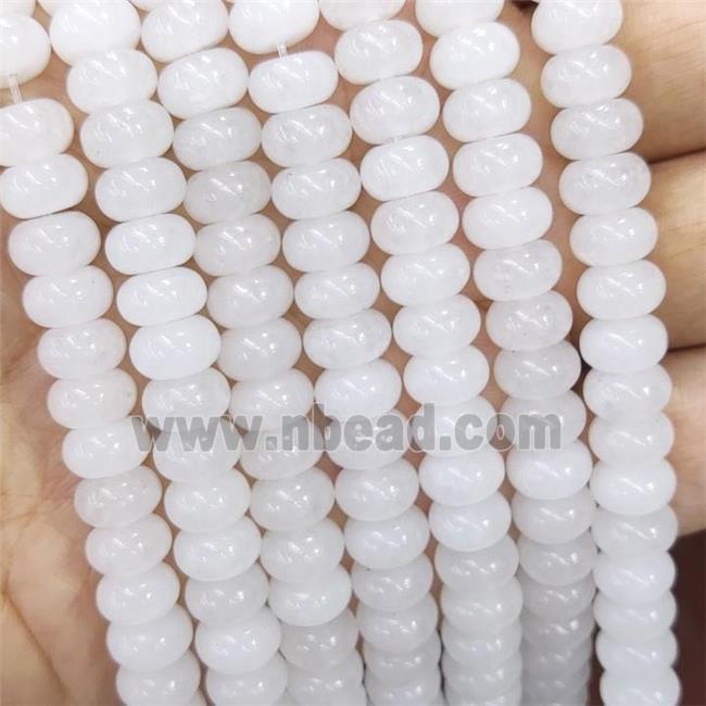 White Jade Beads Rondelle Smooth Dye