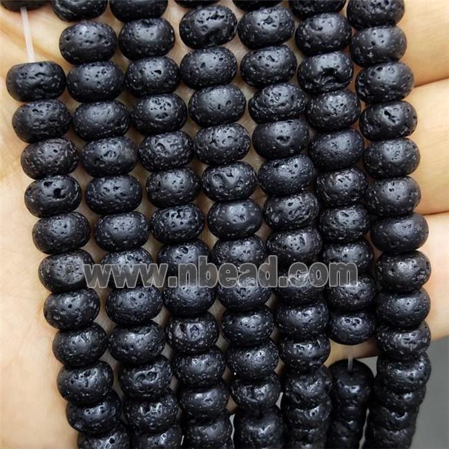 Black Lava Beads Rondelle