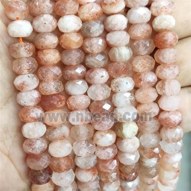 Peach Sunstone Beads Faceted Rondelle