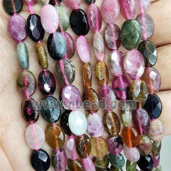 Natural Tourmaline Beads Faceted Oval Multicolor