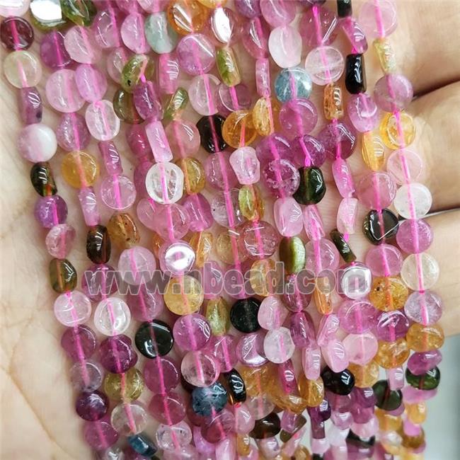 Natural Tourmaline Beads Circle Multicolor