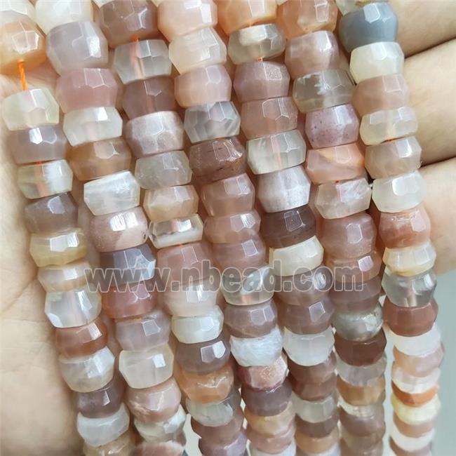 Natural Moonstone Beads Multicolor Faceted Rondelle